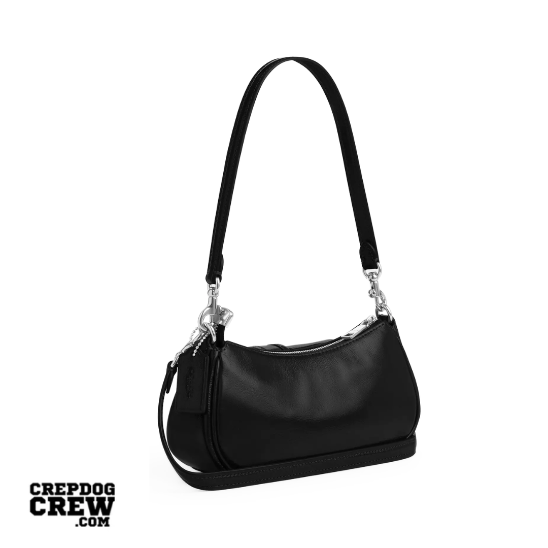 Coach Ashton Mini Shoulder Bag glazed leather Silver Black