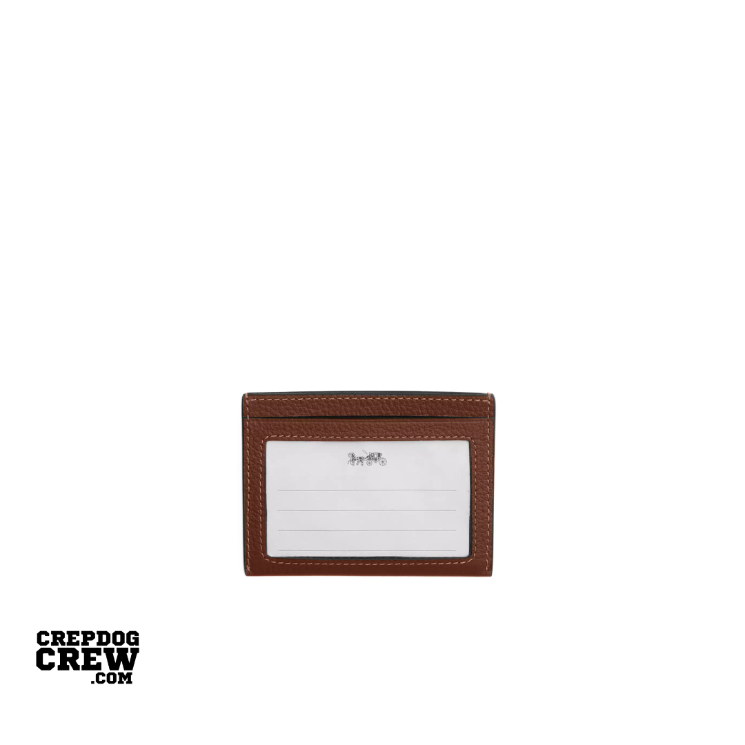 COACH Slim Id Card Case pebbled leather Saddle