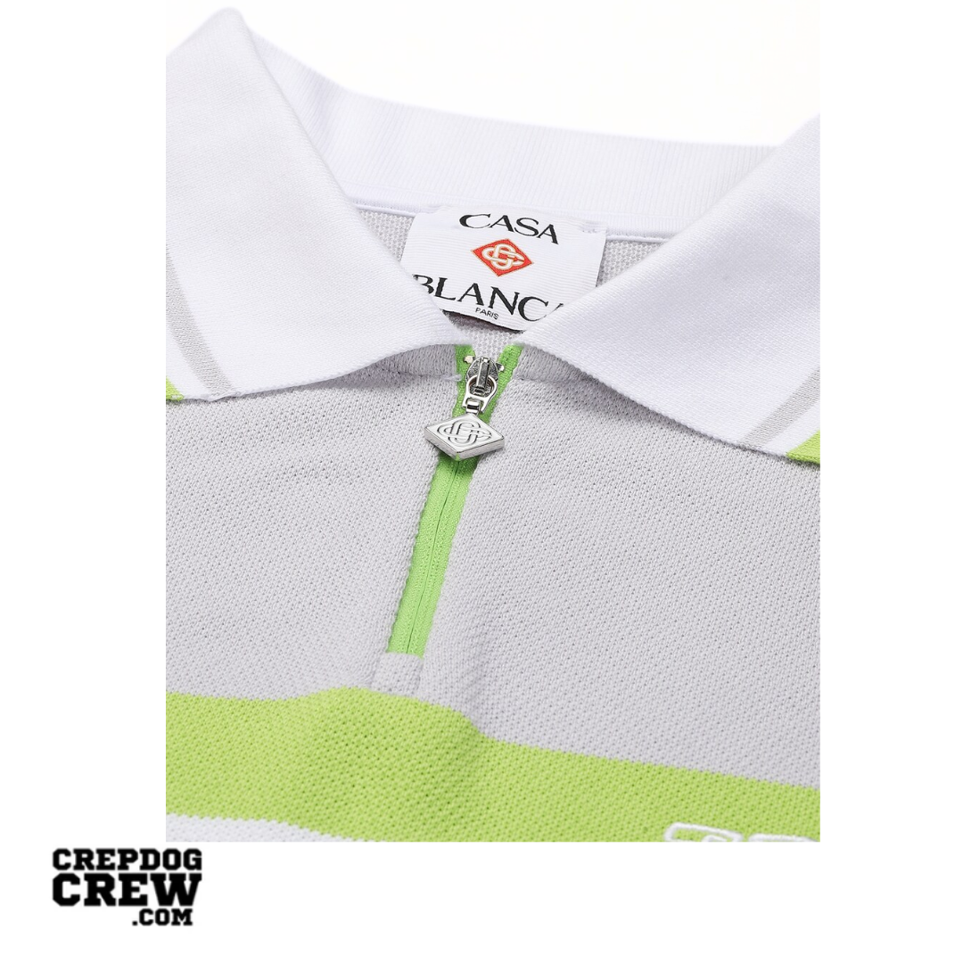 CASABLANCA SHORT SLEEVE POLO T-SHIRT WHITE GREEN