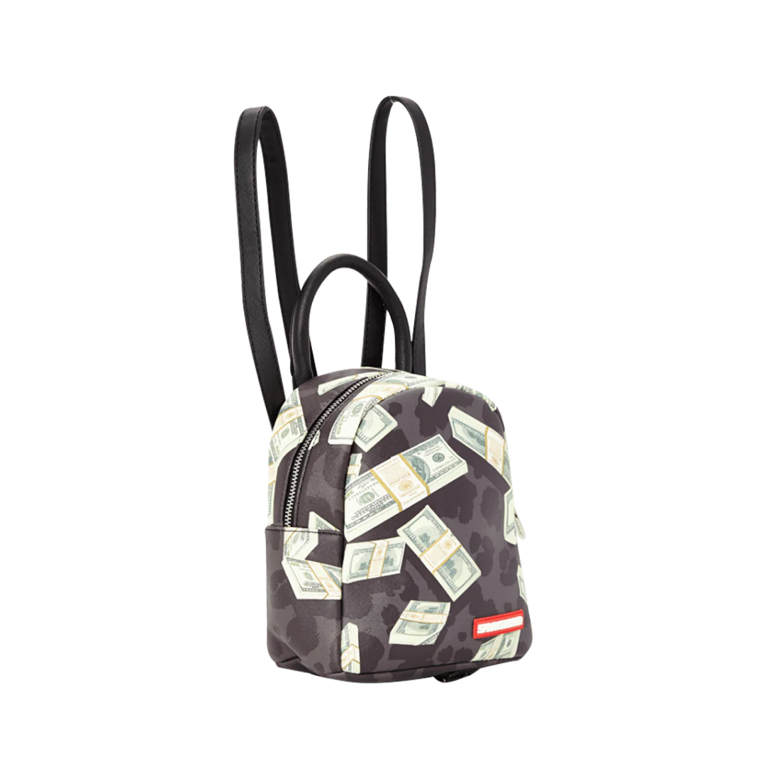 Sprayground money on black leopard print mini black