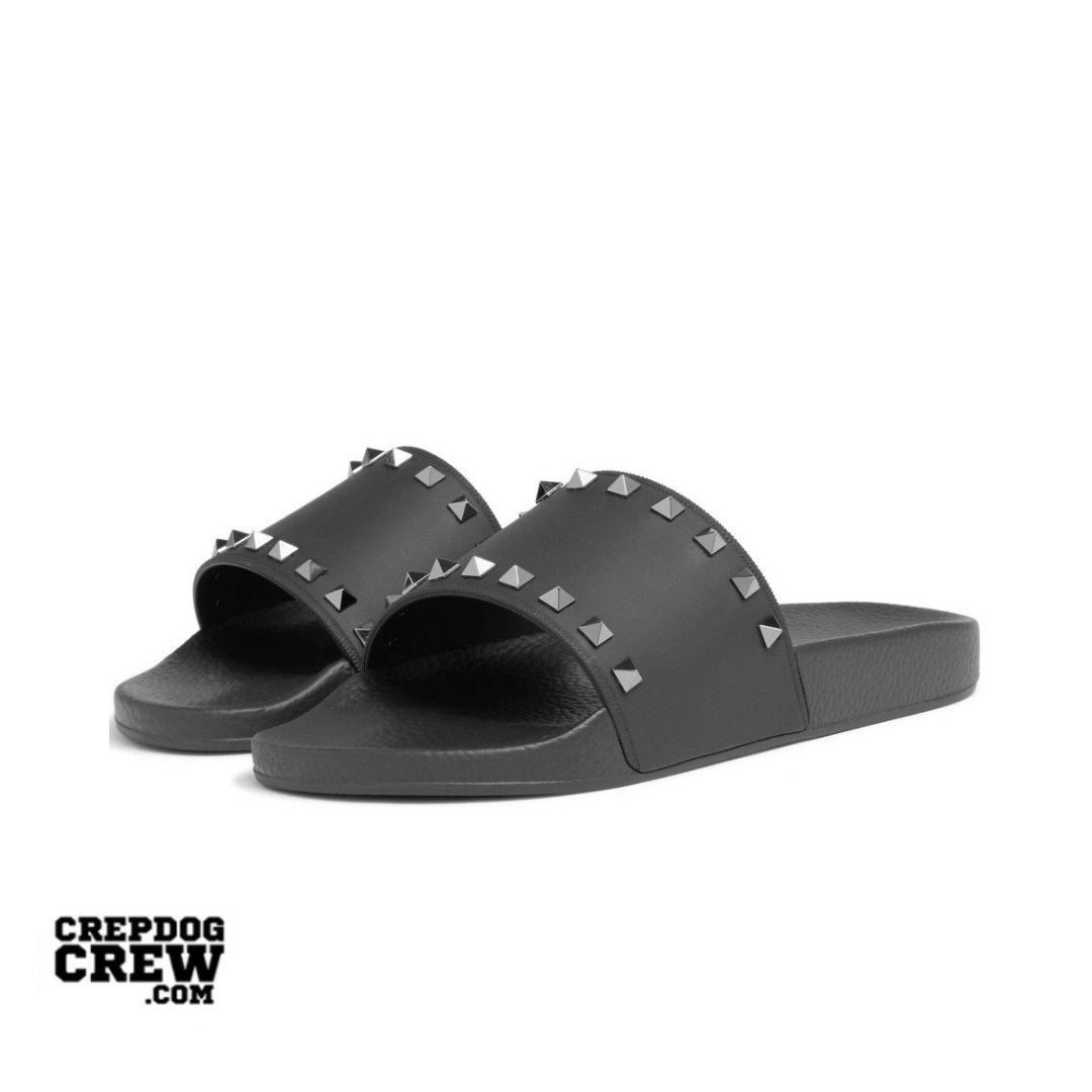 Valentino Rockstud Slides Black Rubber