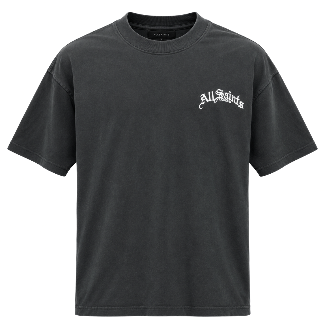 ALL SAINTS DESCENT SS CREW TEE WASHED BLACK
