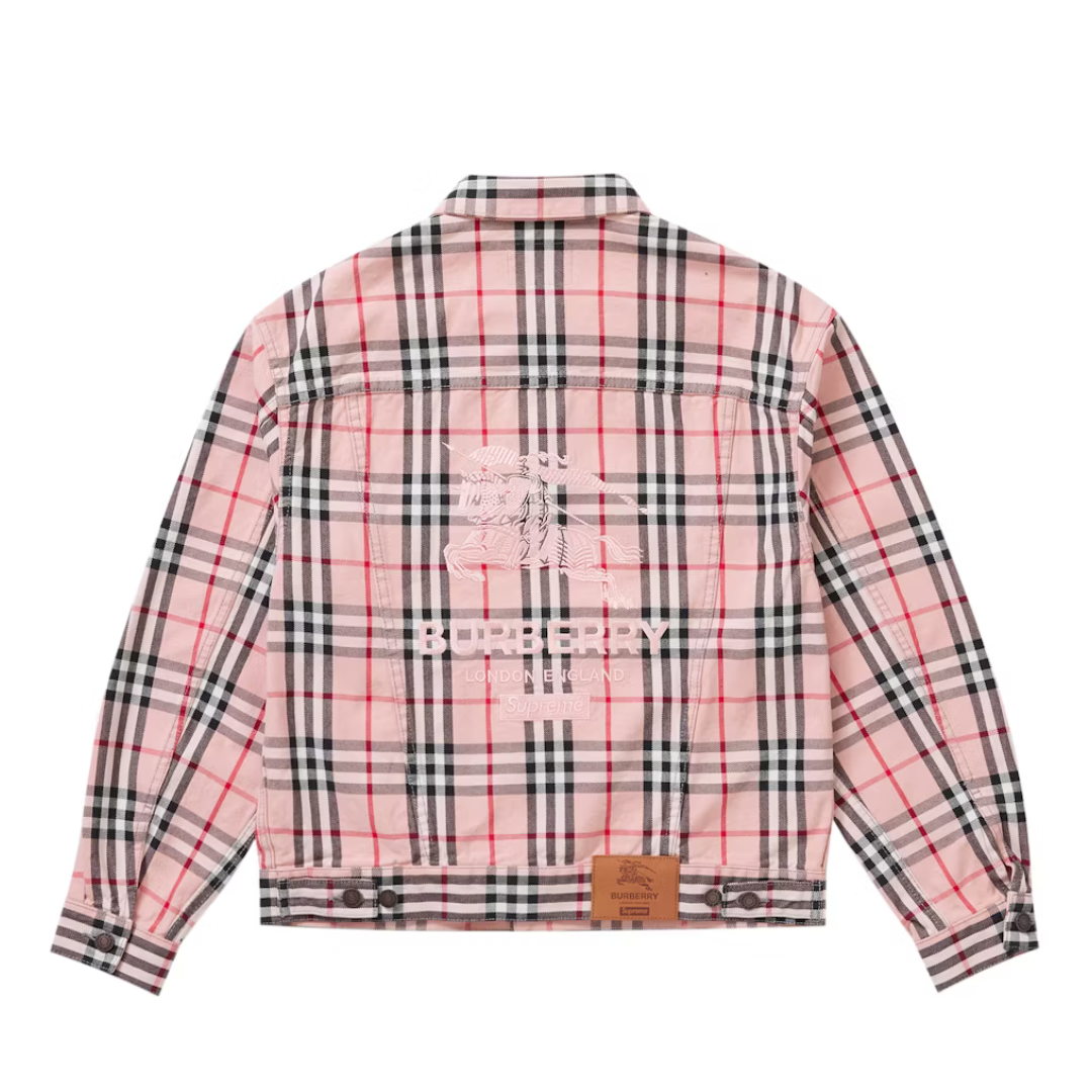 Supreme Burberry Denim Trucker Jacket Pink