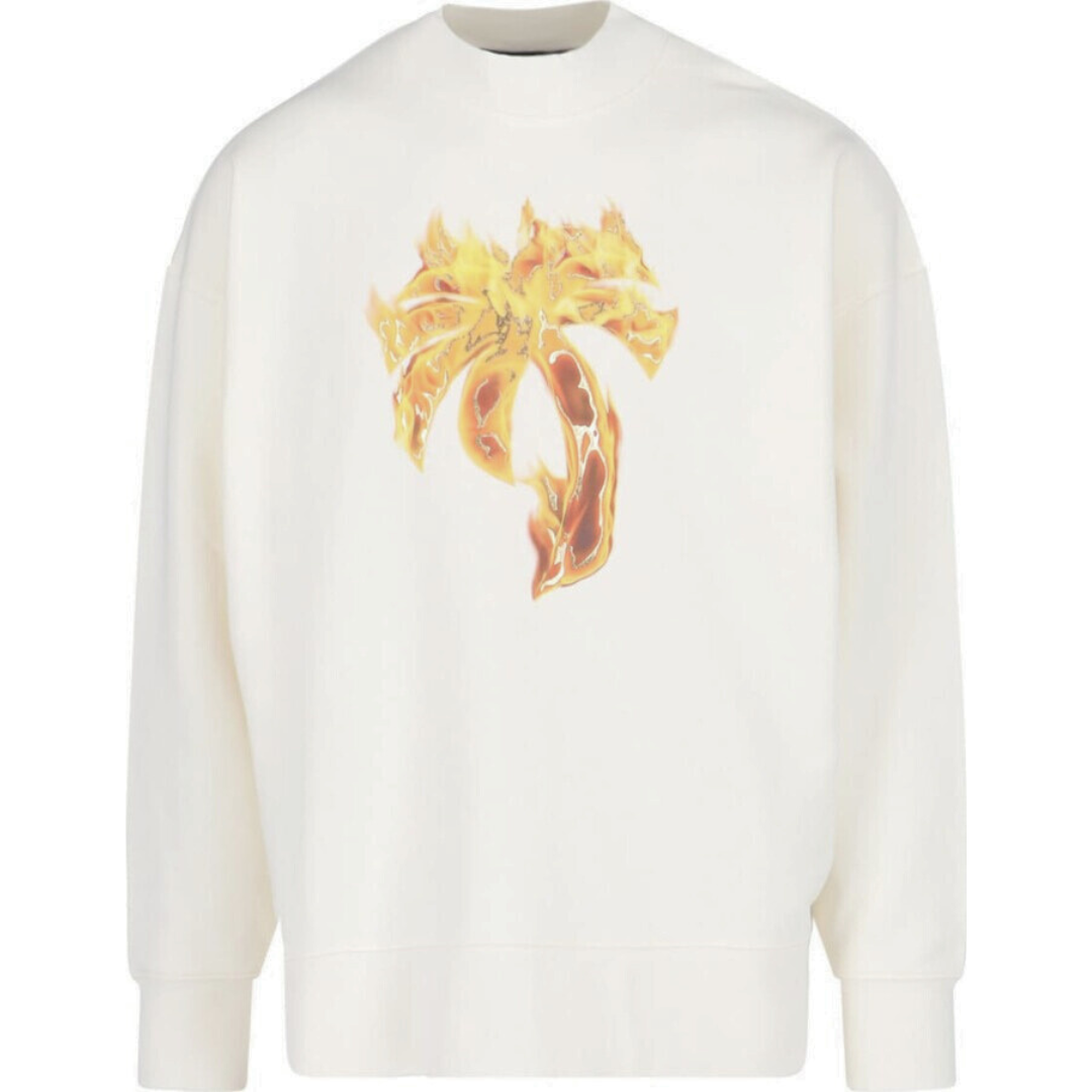 PALM ANGELS  BURNING PALM SWEATSHIRT WHITE