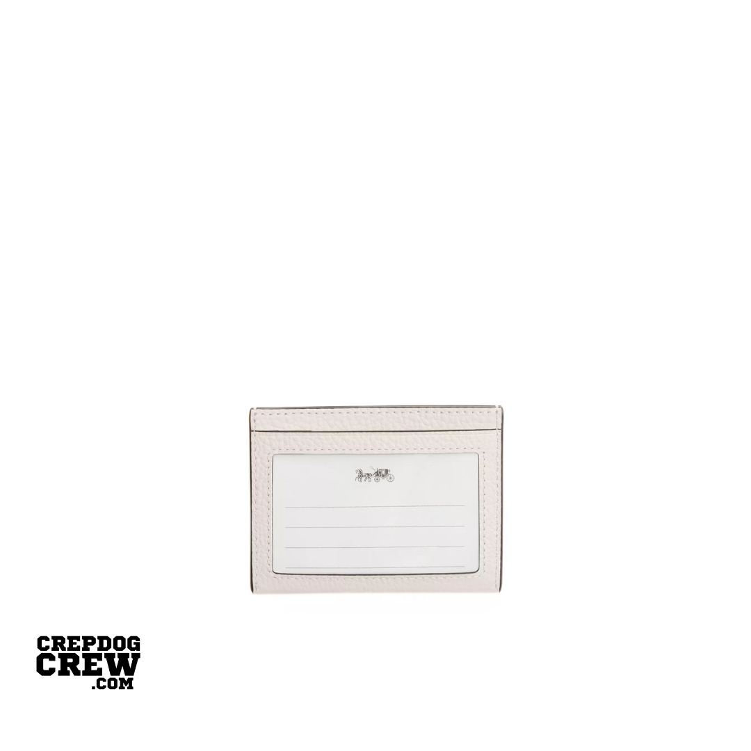 COACH Slim Id Card Case pebbled leather Chalk