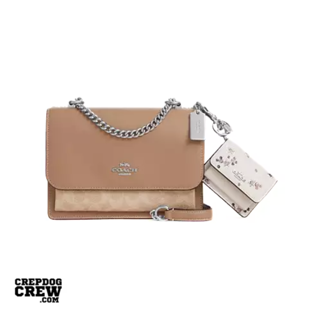 Coach Klare Bag Charm With Star Print Novelty leather Silver Chalk Multi