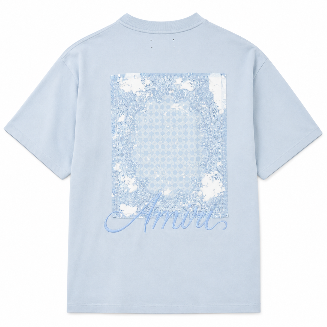 AMIRI BLEACH BANDANA PATCH TEE ASHLEY BLUE