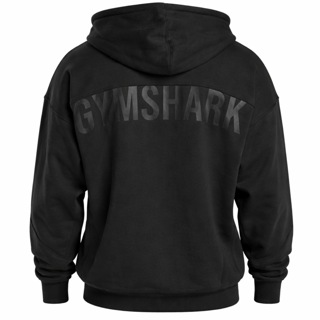 GYMSHARK POWER ZIP UP HOODIE OVERSIZED FIT BLACK