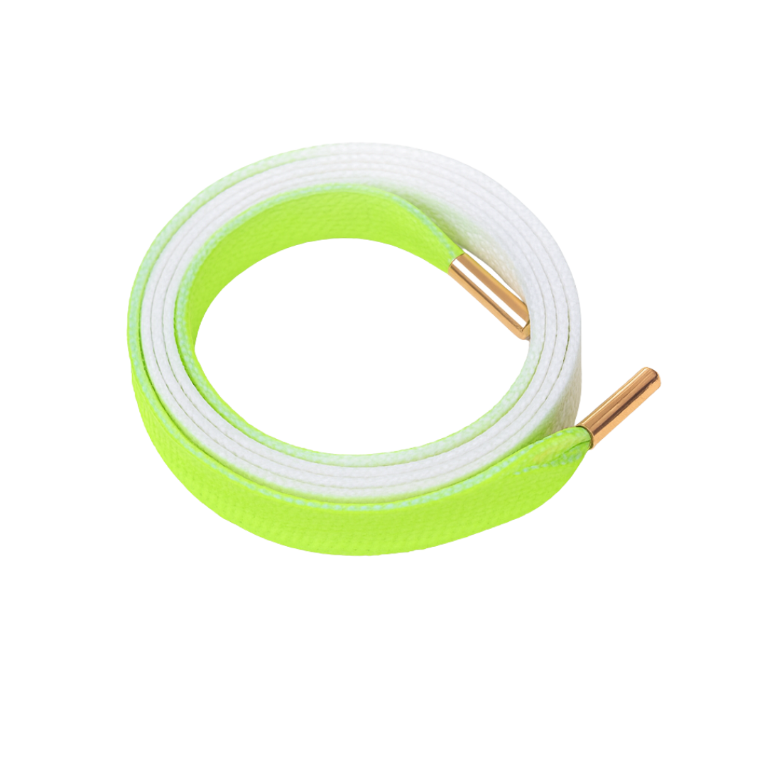 Electric Lime Fade Gradient Shoelaces | Neon Green - White | Premium Gradient Flat Sneaker Laces by KNOTTY