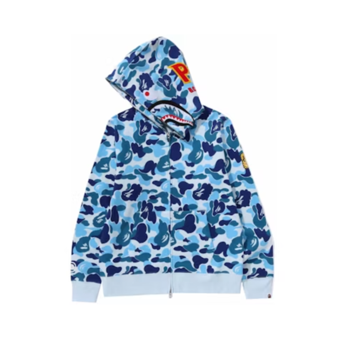 BAPE ABC Camo Shark PONR Full Zip Hoodie Blue