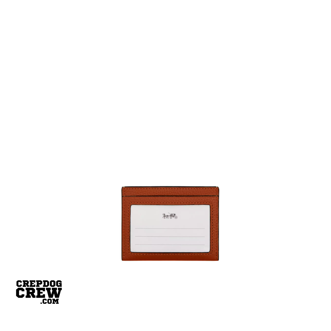 COACH Slim Id Card Case pebbled leather Amber Brown