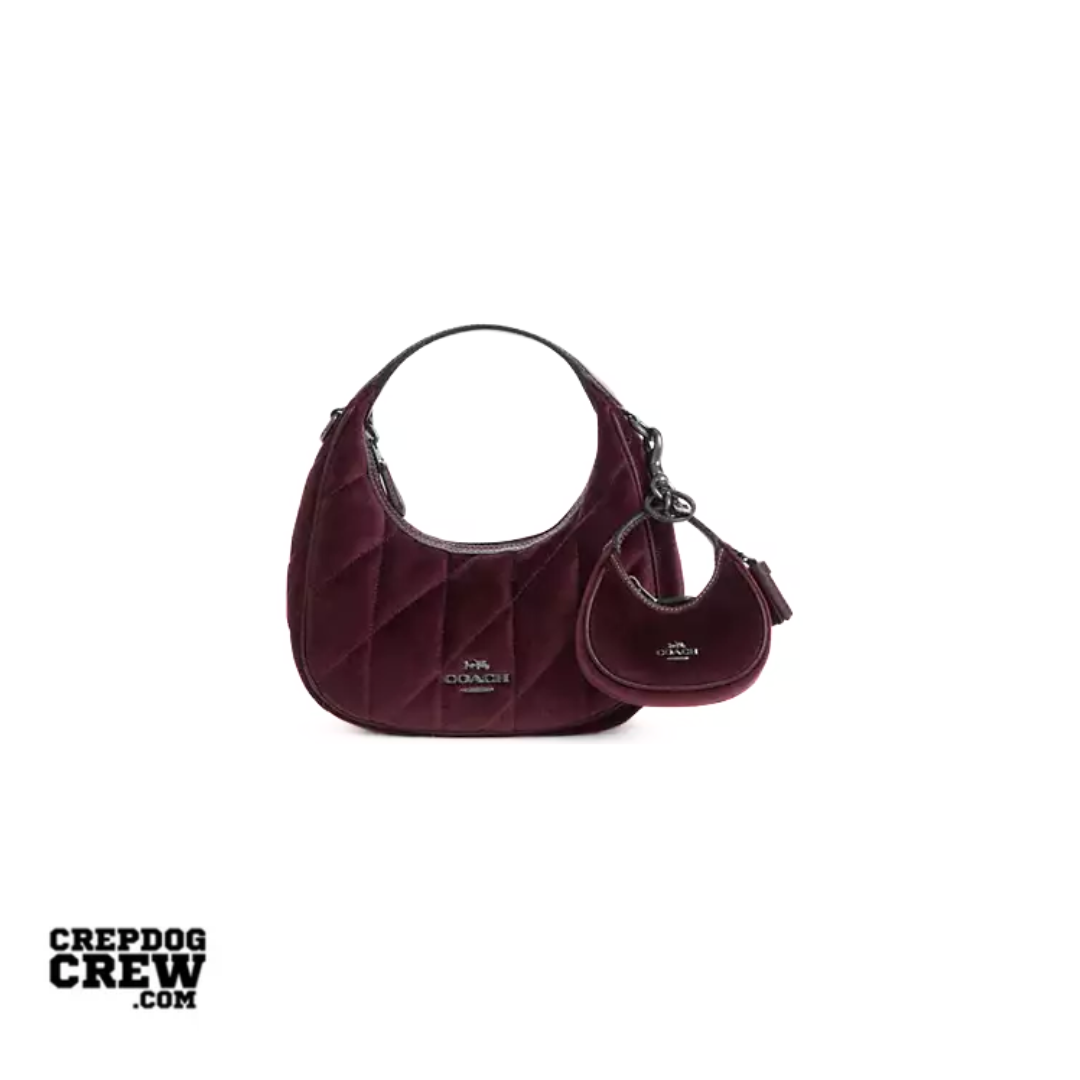 Coach Carmen Bag Charm Velvet Gunmetal Burgundy