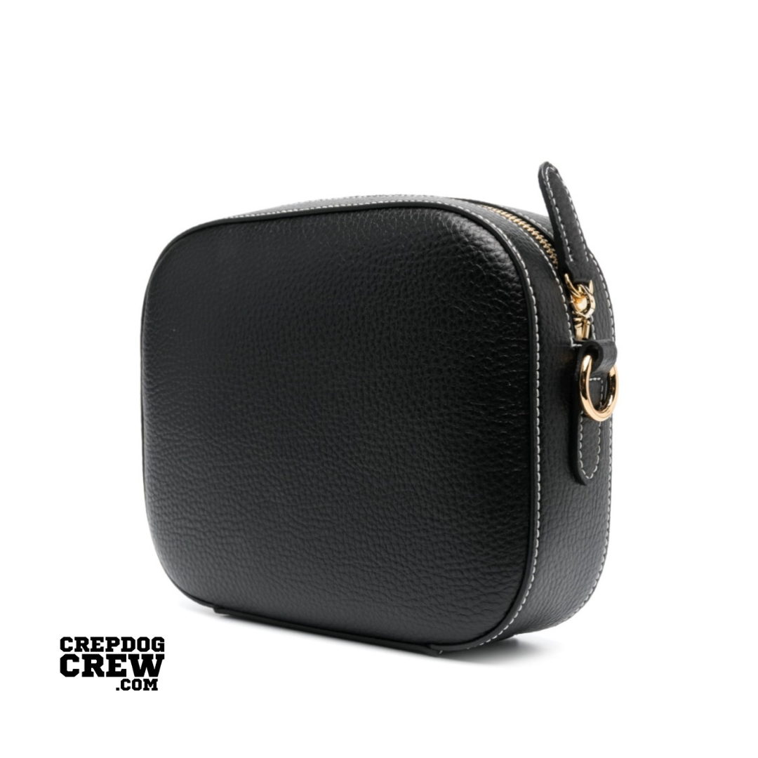 STELLA MCCARTNEY EMBOSSED GRAINY SMALL CAMERA BAG BLACK
