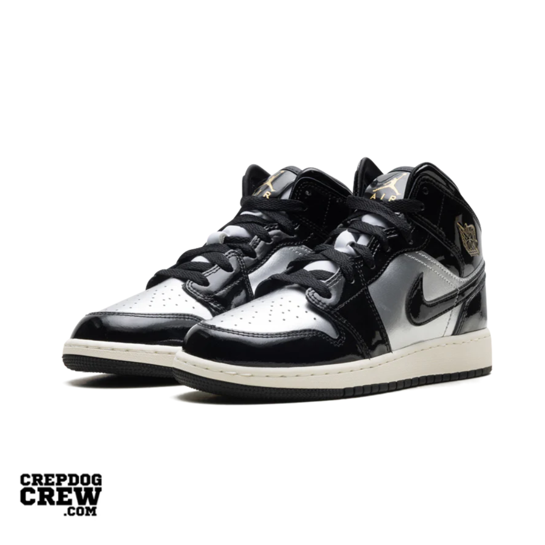 Jordan 1 Mid SE Black Metallic Silver Sail Metallic Gold (GS)