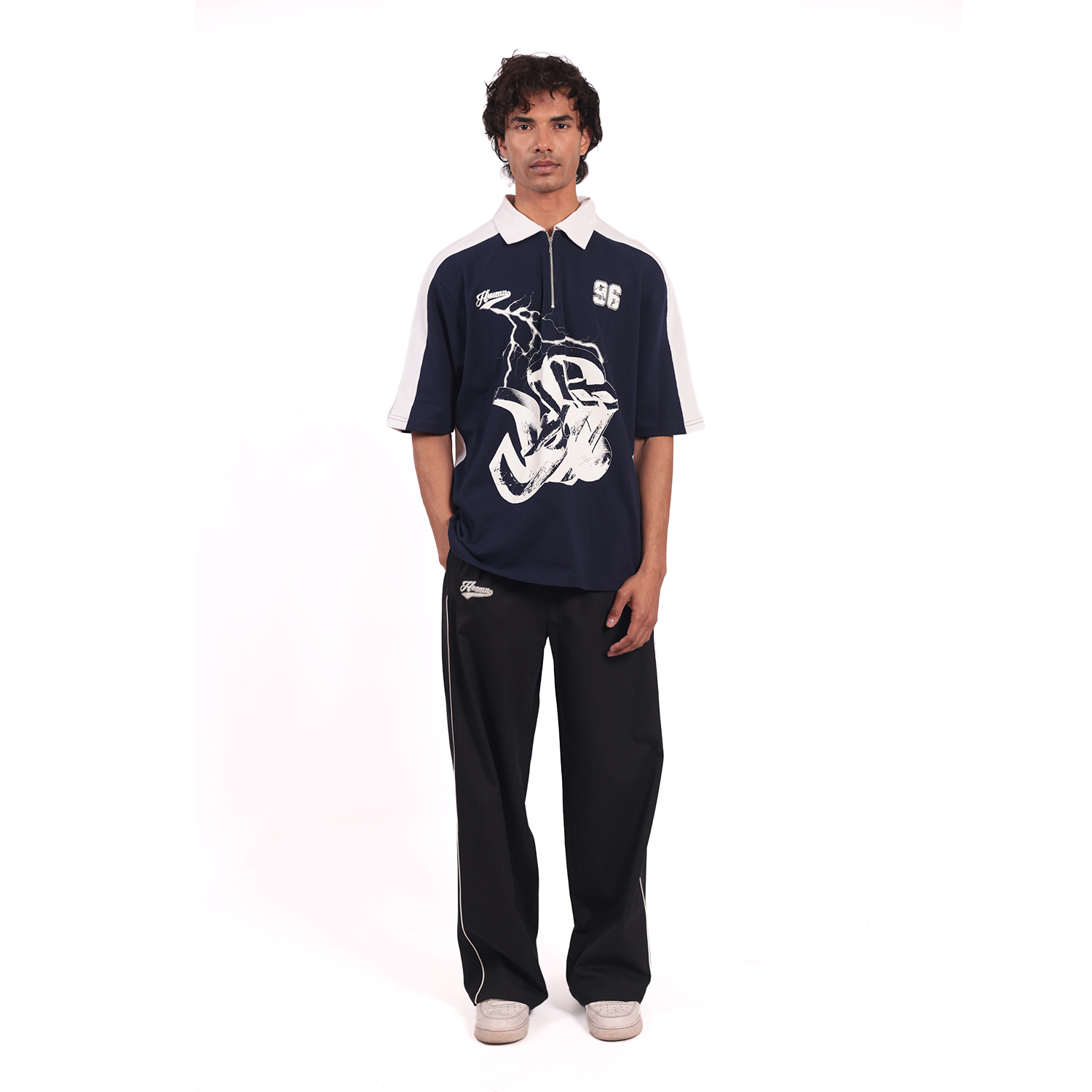 Shreyas Iyer x HUEMN 'Fiyer' T-shirt (Navy Blue)