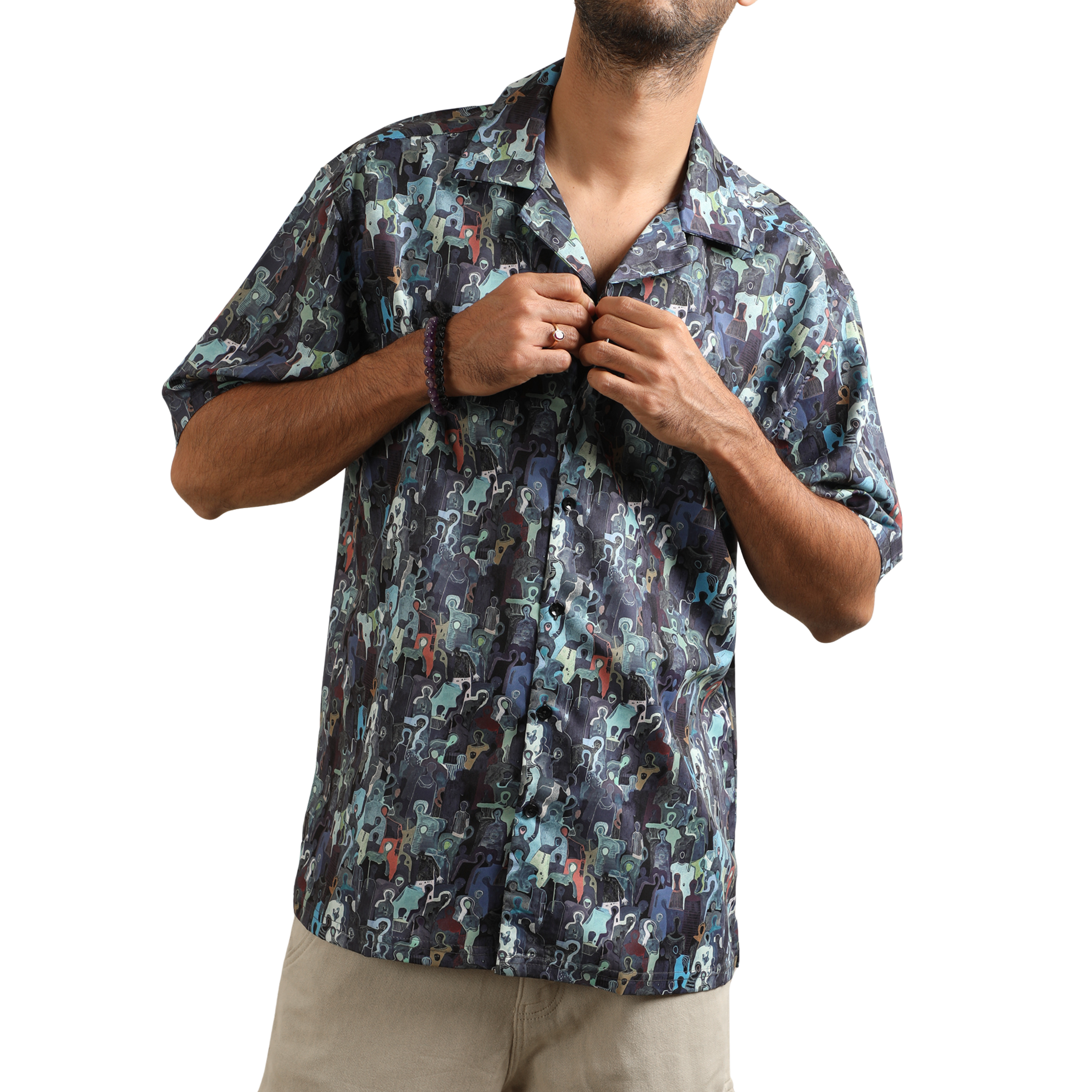 MIDNIGHT MOSAIC CUBAN COLLAR SHIRT