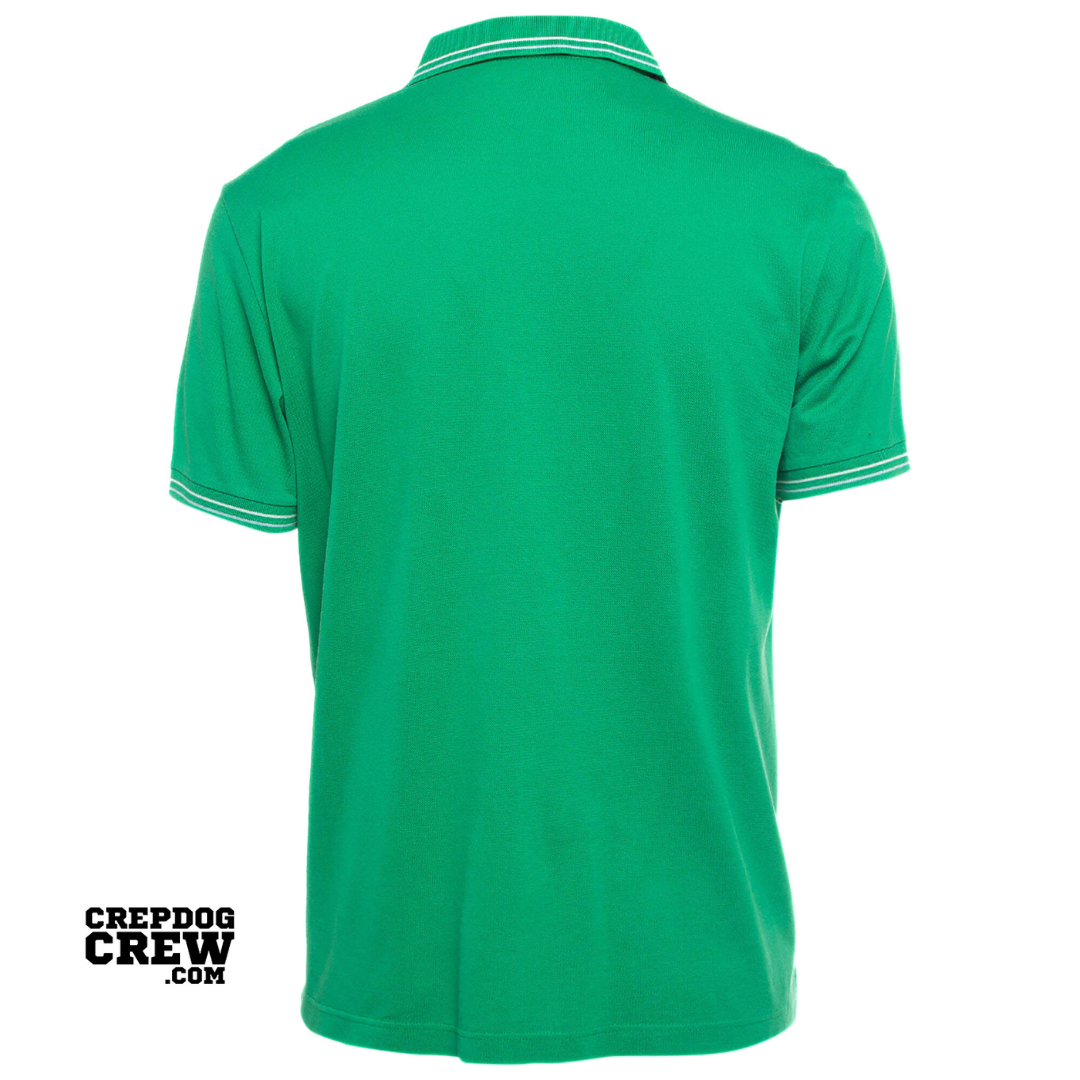 PRADA LOGO EMBROIDERED COTTON PIQUE POLO TEE GREEN