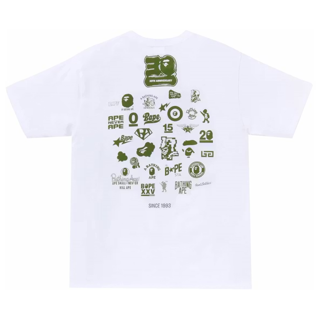 BAPE 30th Anniversary II Tee White Green