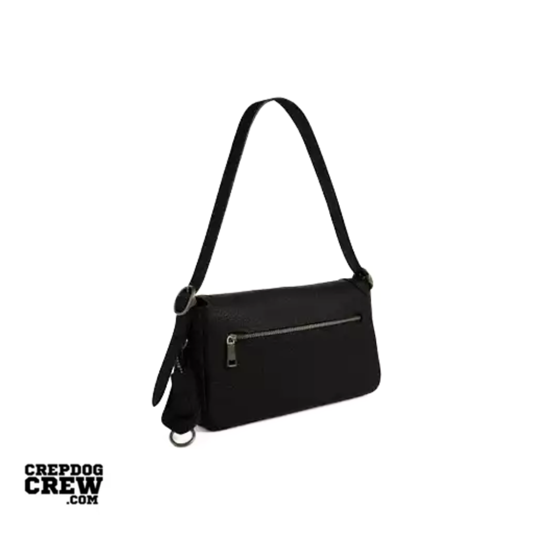 Coach Etta Small Flap Shoulder Bag pebbled leather Gunmetal Black