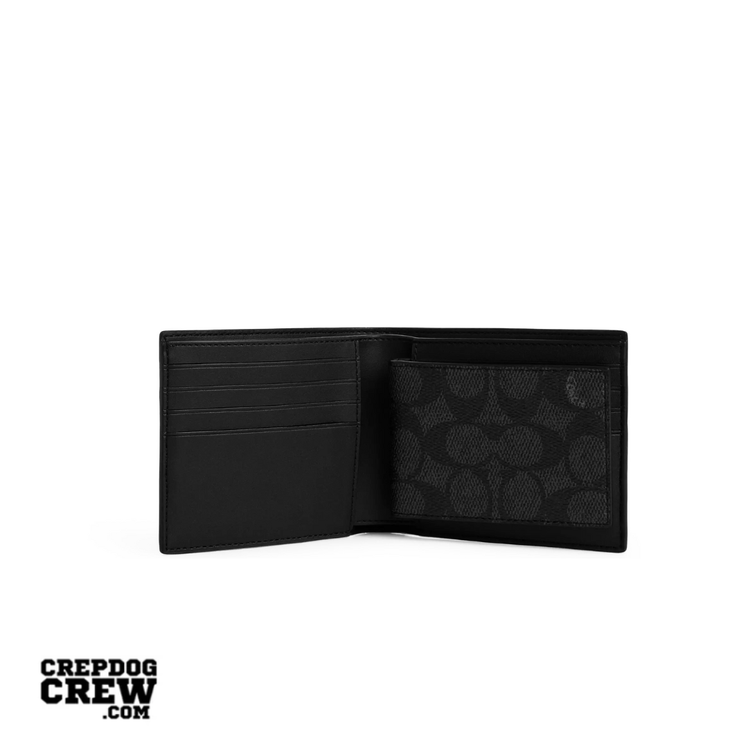 Coach 3-In-1 Wallet In Signature Canvas With Varsity Stripe Charcoal Denim Chalk