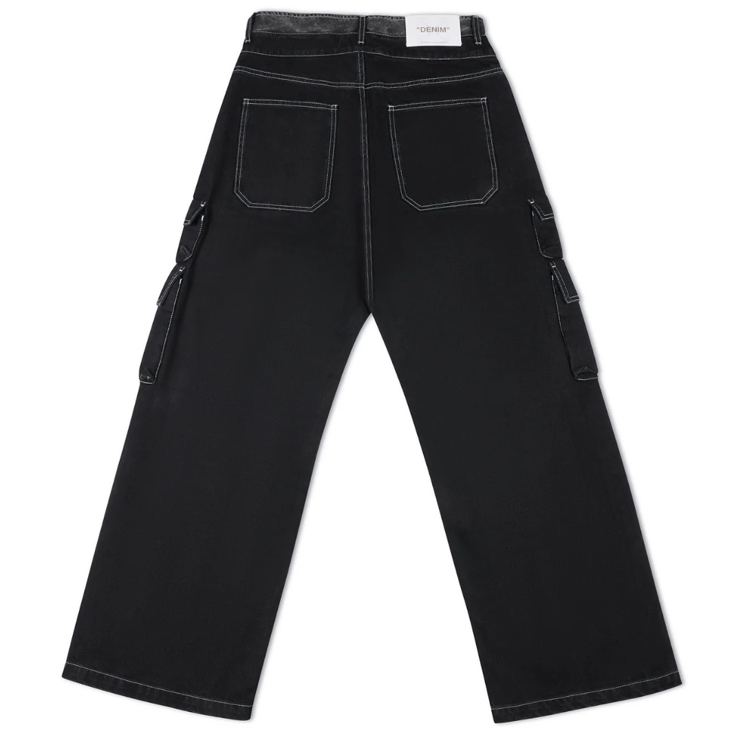 OFF WHITE Marker Multipkt Slochy Jeans STONE RAW BLACK