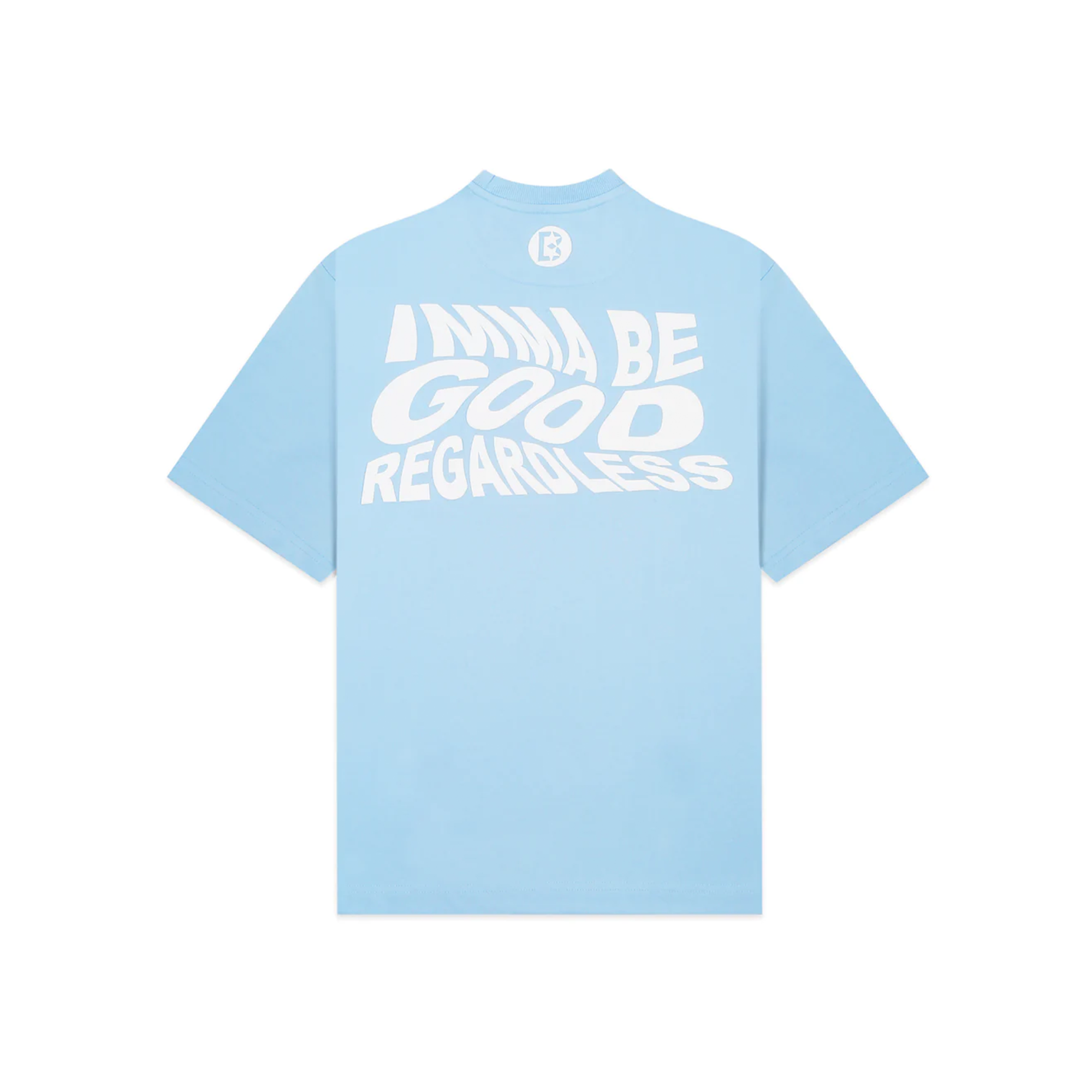 Don't Worry Printed Powder Blue T-shirt