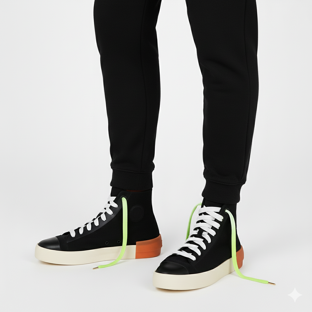 Electric Lime Fade Gradient Shoelaces | Neon Green - White | Premium Gradient Flat Sneaker Laces by KNOTTY