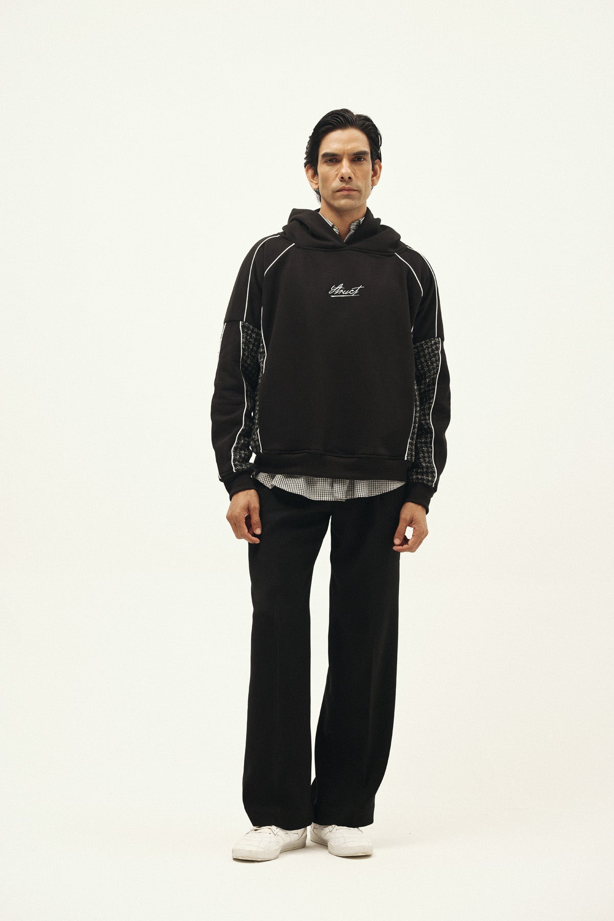 HOUNDSTOOTH CHECK SUITING HOODIE - II