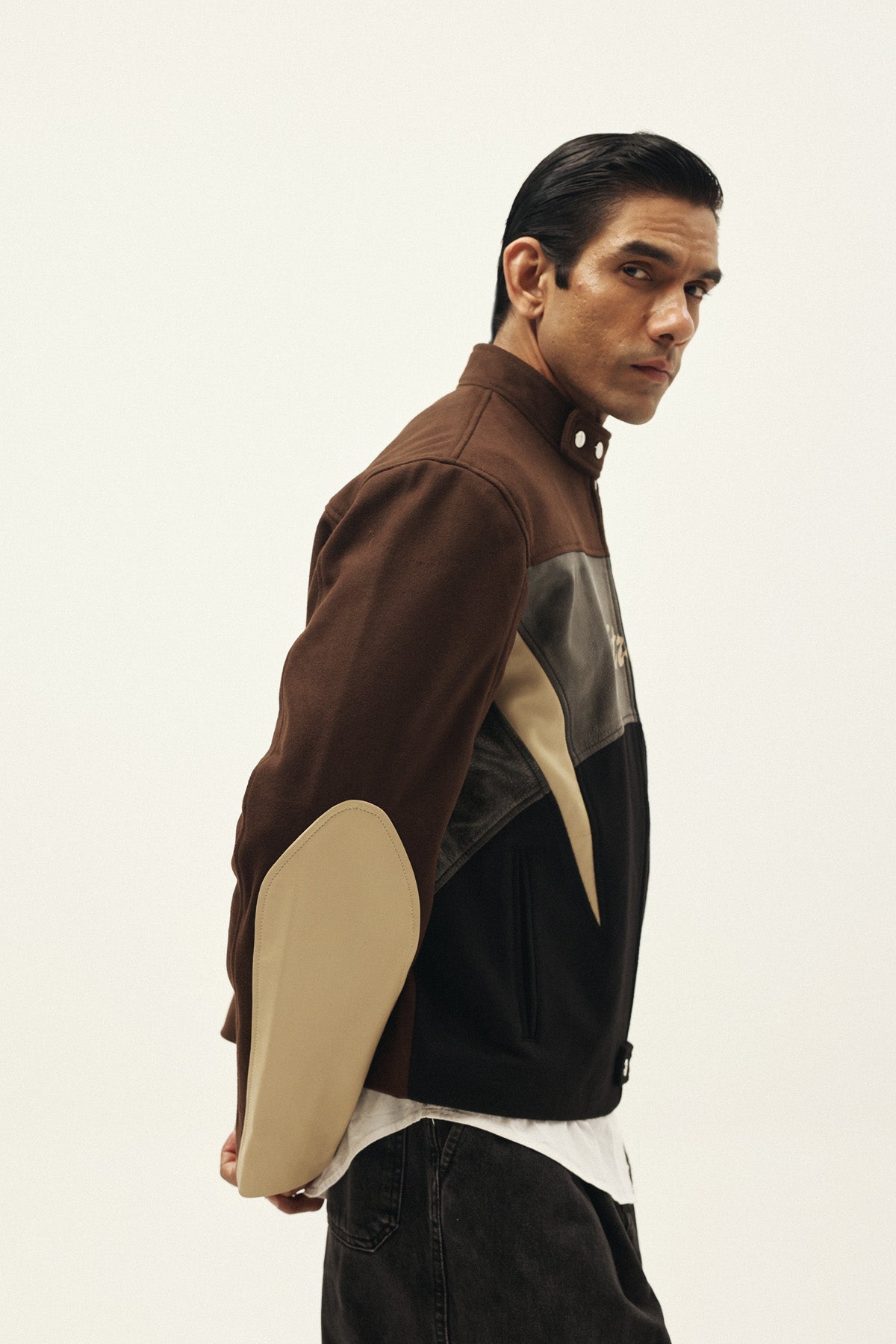 STRUCT DISTRESSED LEATHER RIDER JACKET BROWN