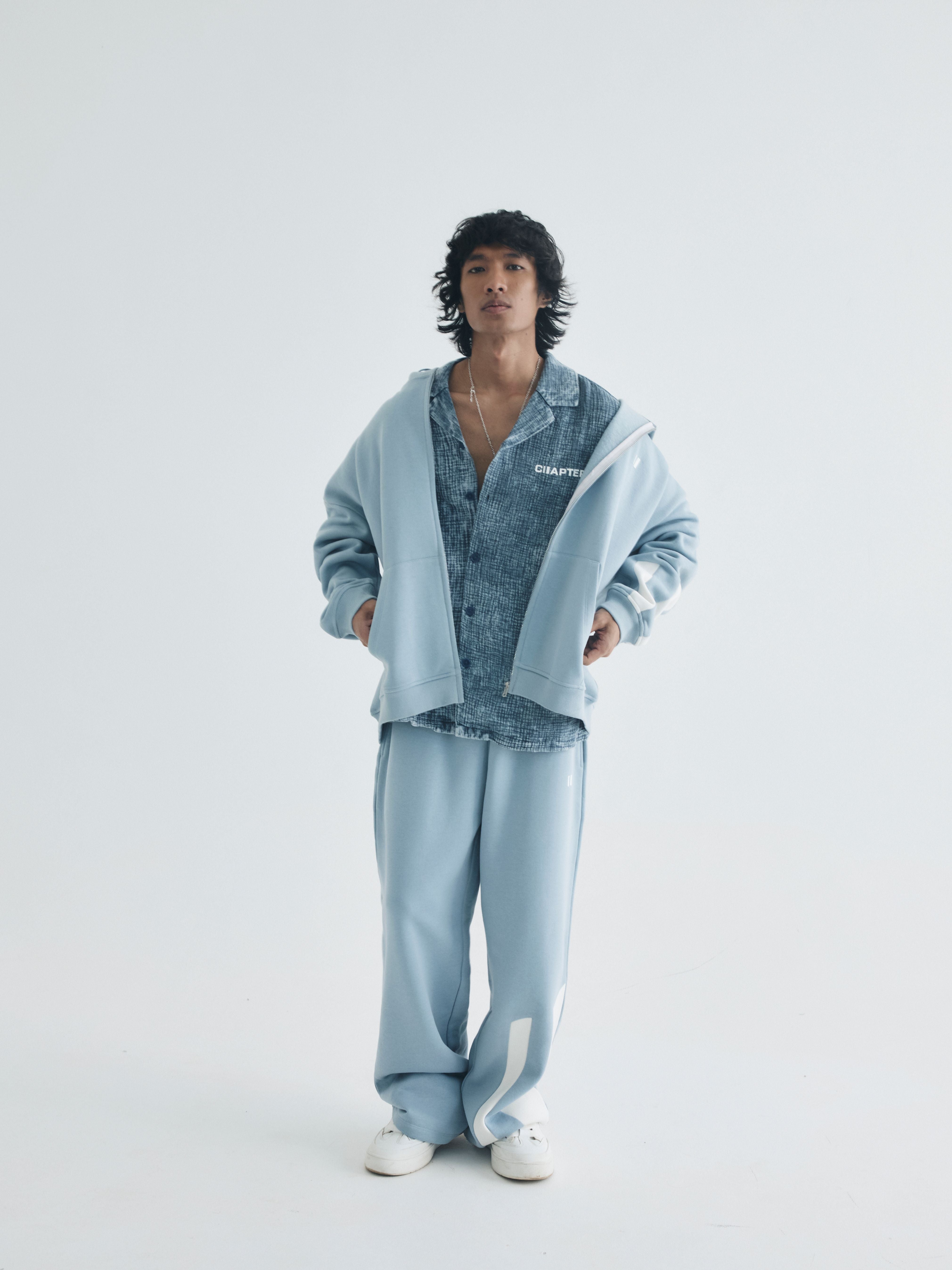 Pastel Blue Everyday Zipper Hoodie + Sweatpants Set