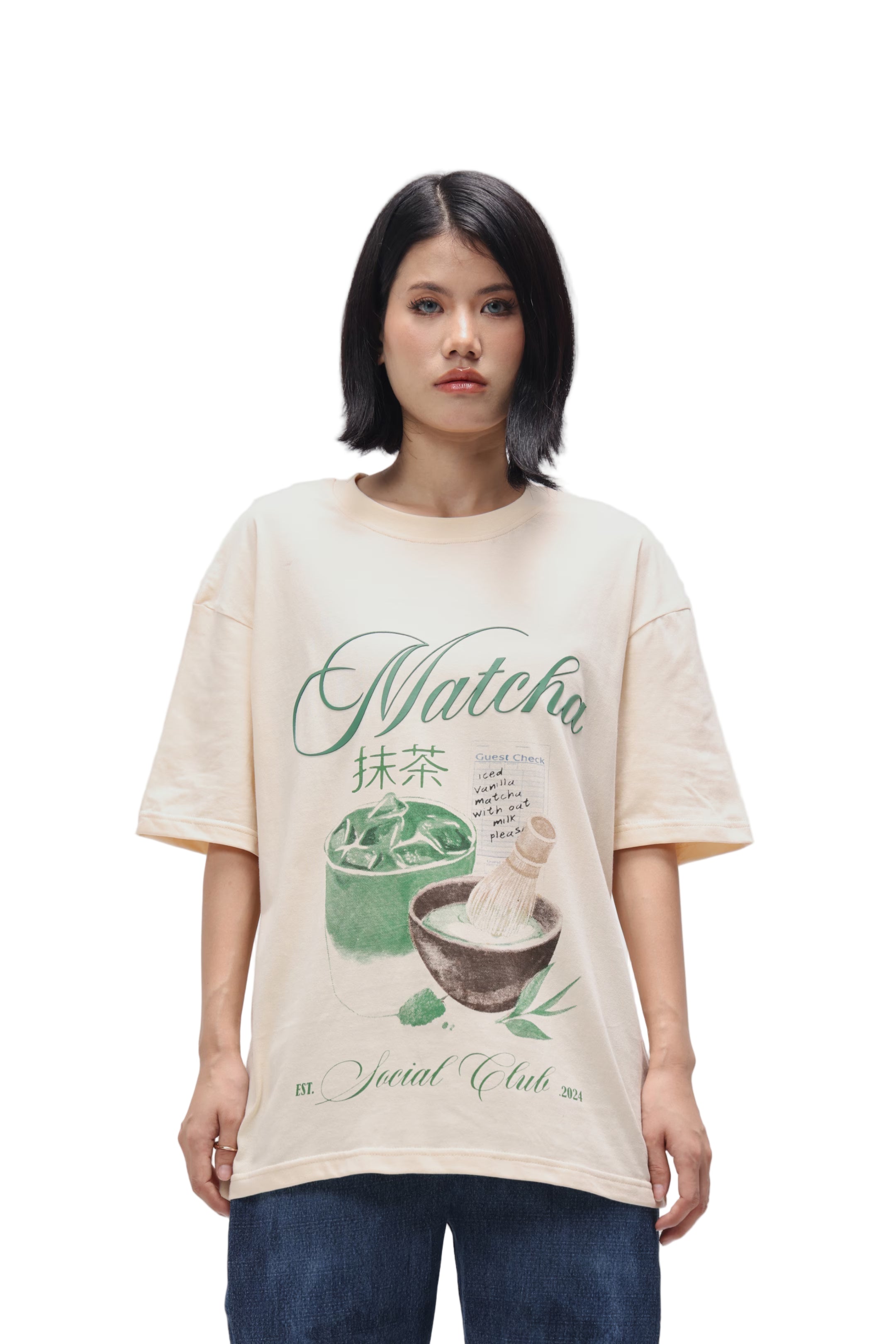 CERISE MATCHA CLUB OVERSIZED T SHIRT