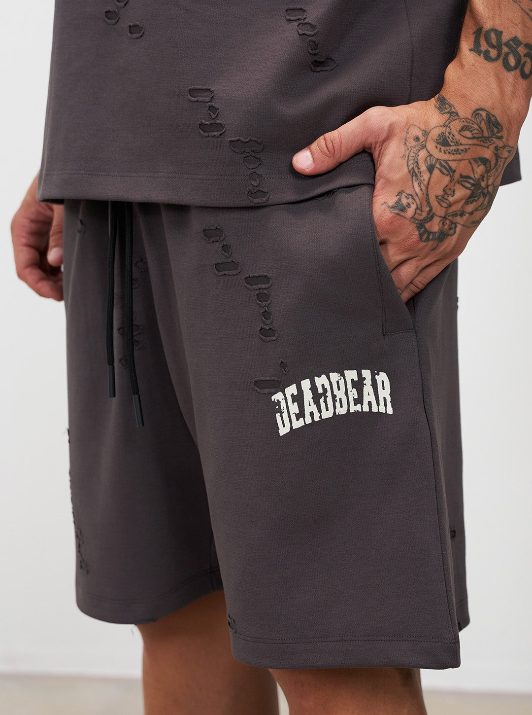 Distressed Ash Grey Shorts
