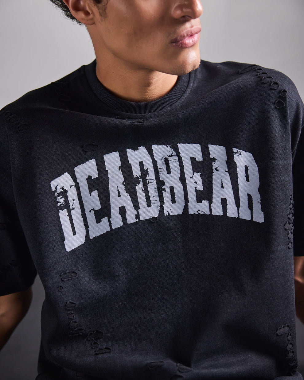 Distressed Washed Black Tee