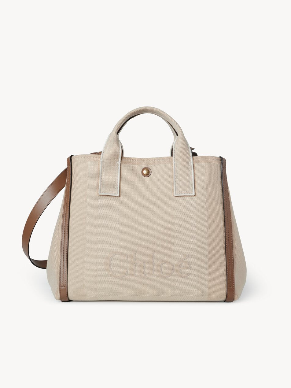 CHLOE Carry tote bag in canvas Vegetal Beige