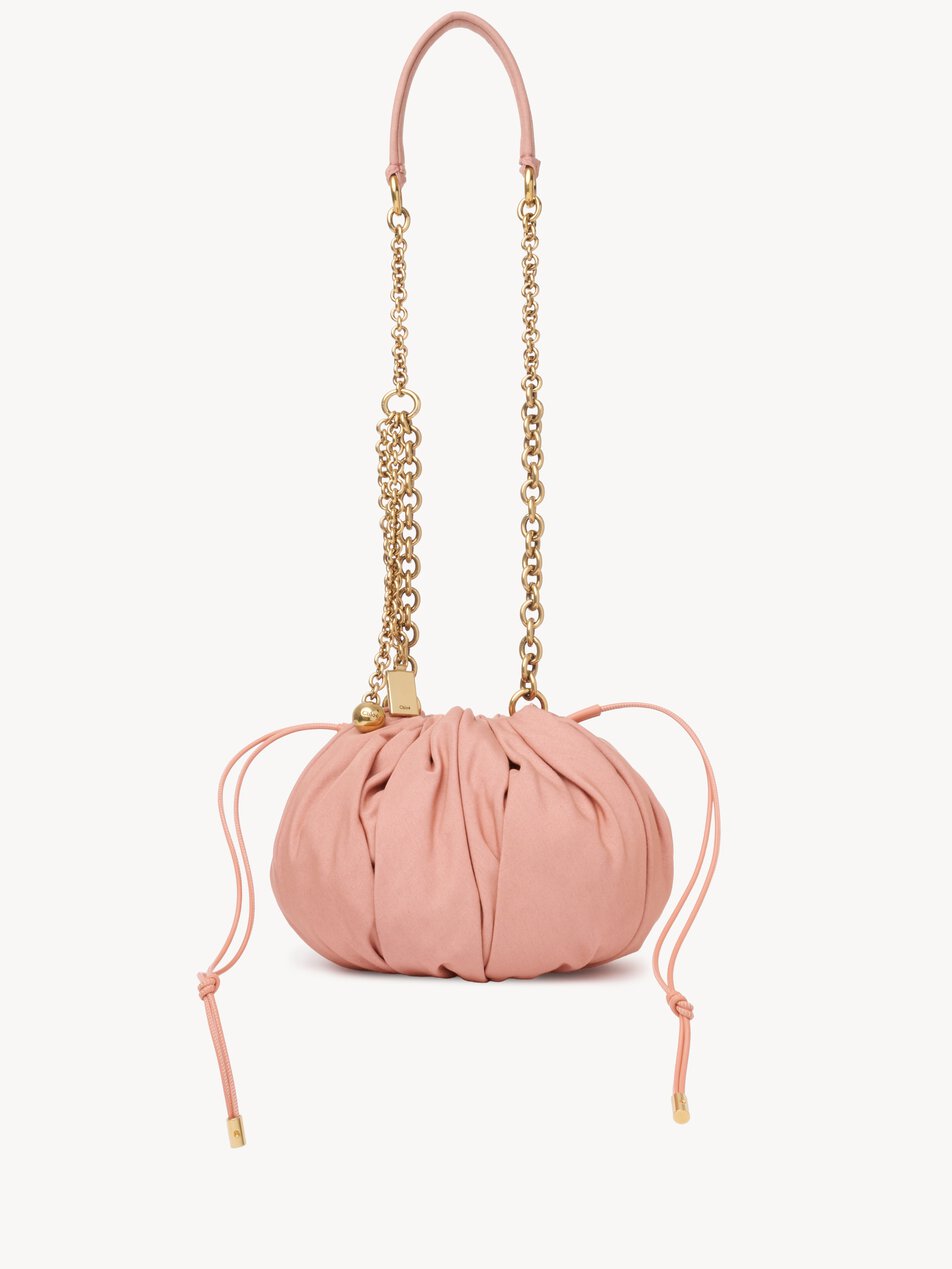 CHLOE Plissé shoulder bag with chain in nylon Summery Beige