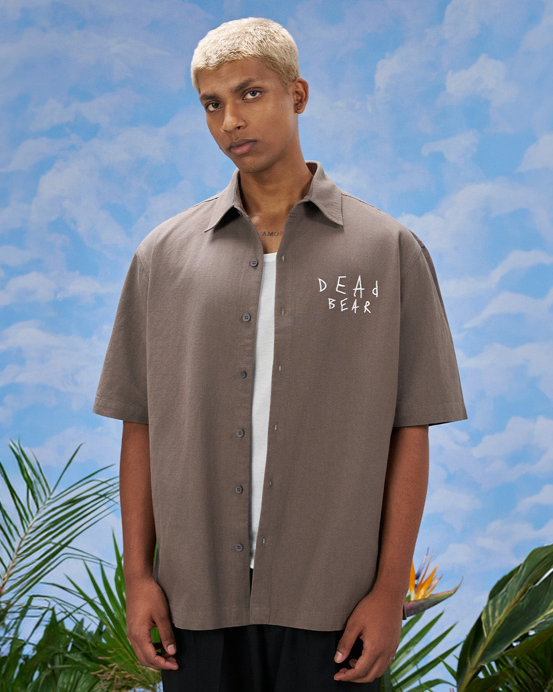 Scribbled Logo Shirt Taupe