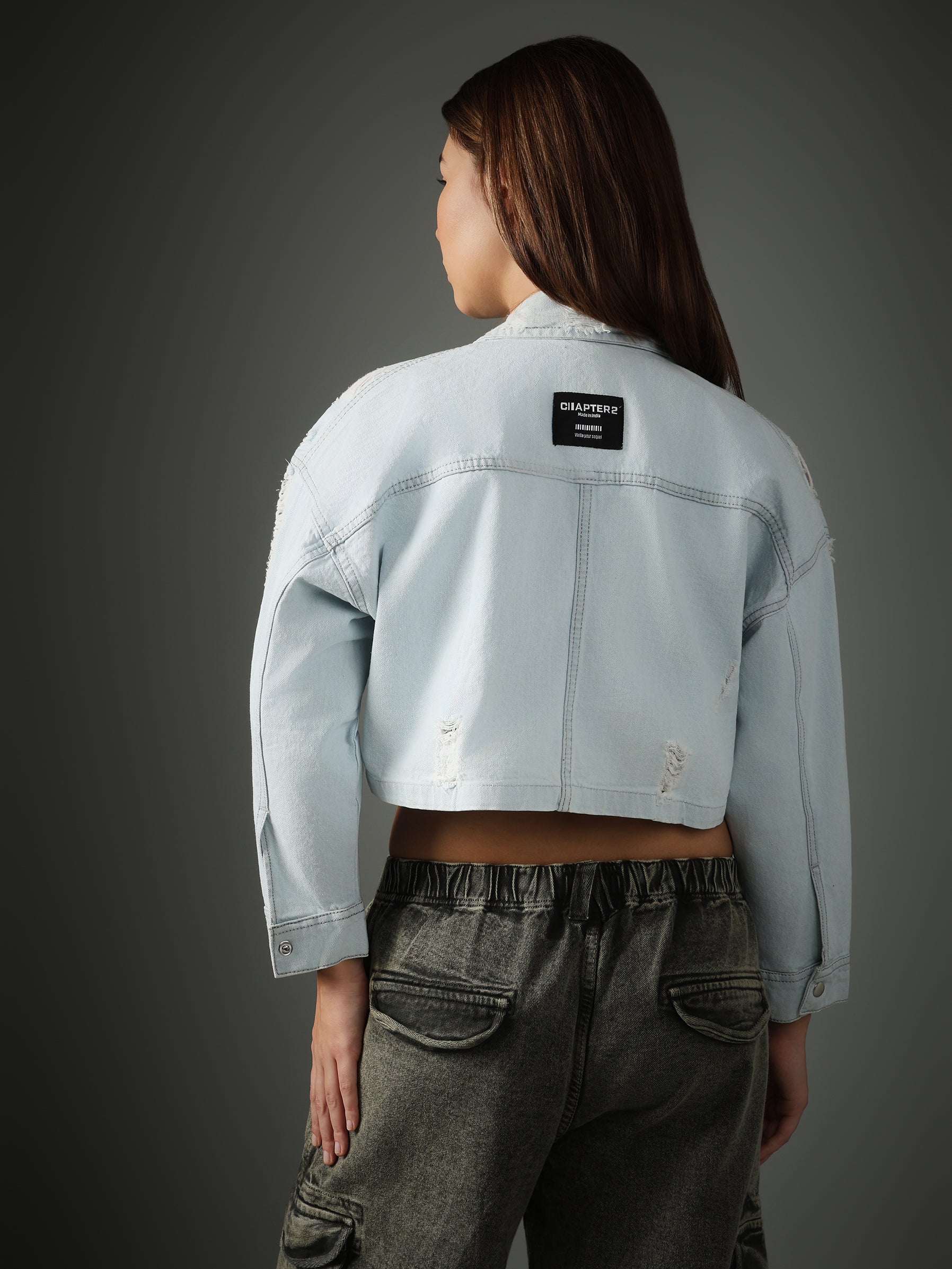LIGHT BLUE CROPPED  JACKET