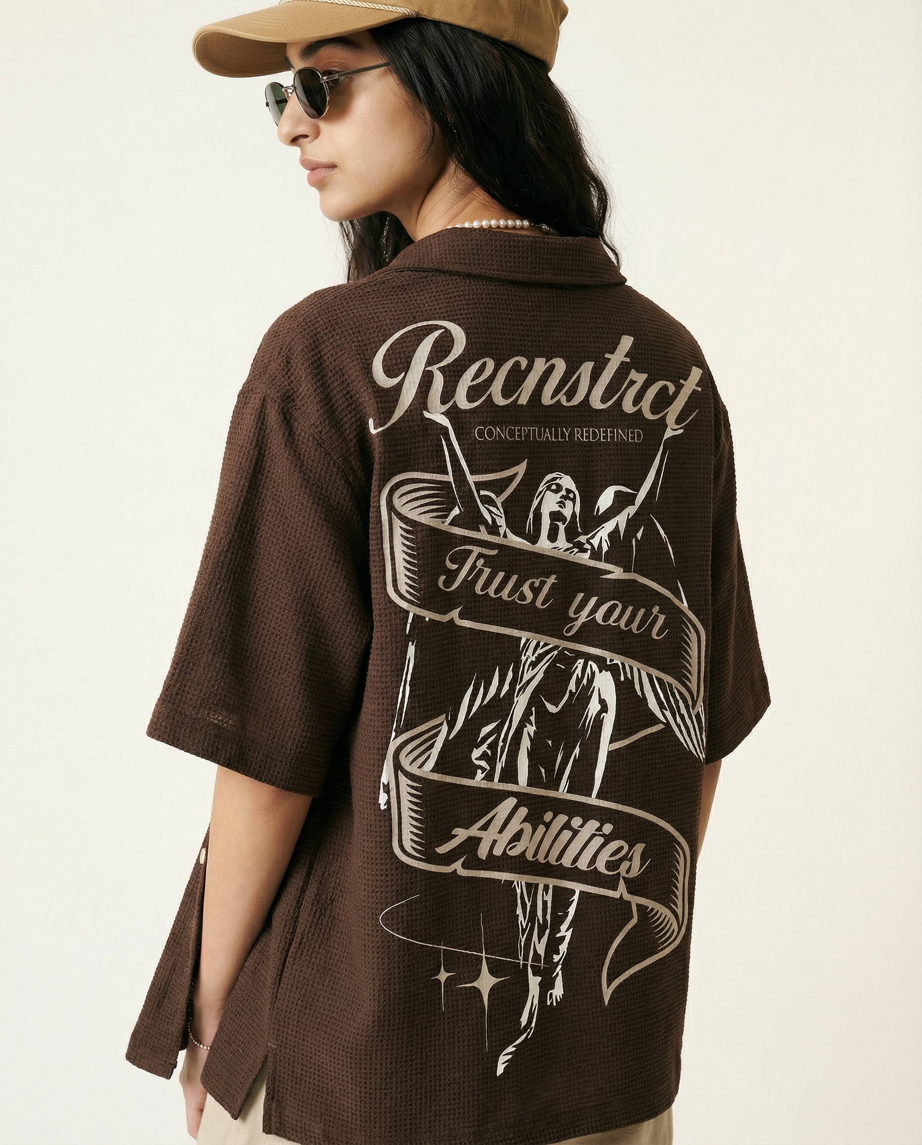 Waffle-Knit Textured shirt - Brown