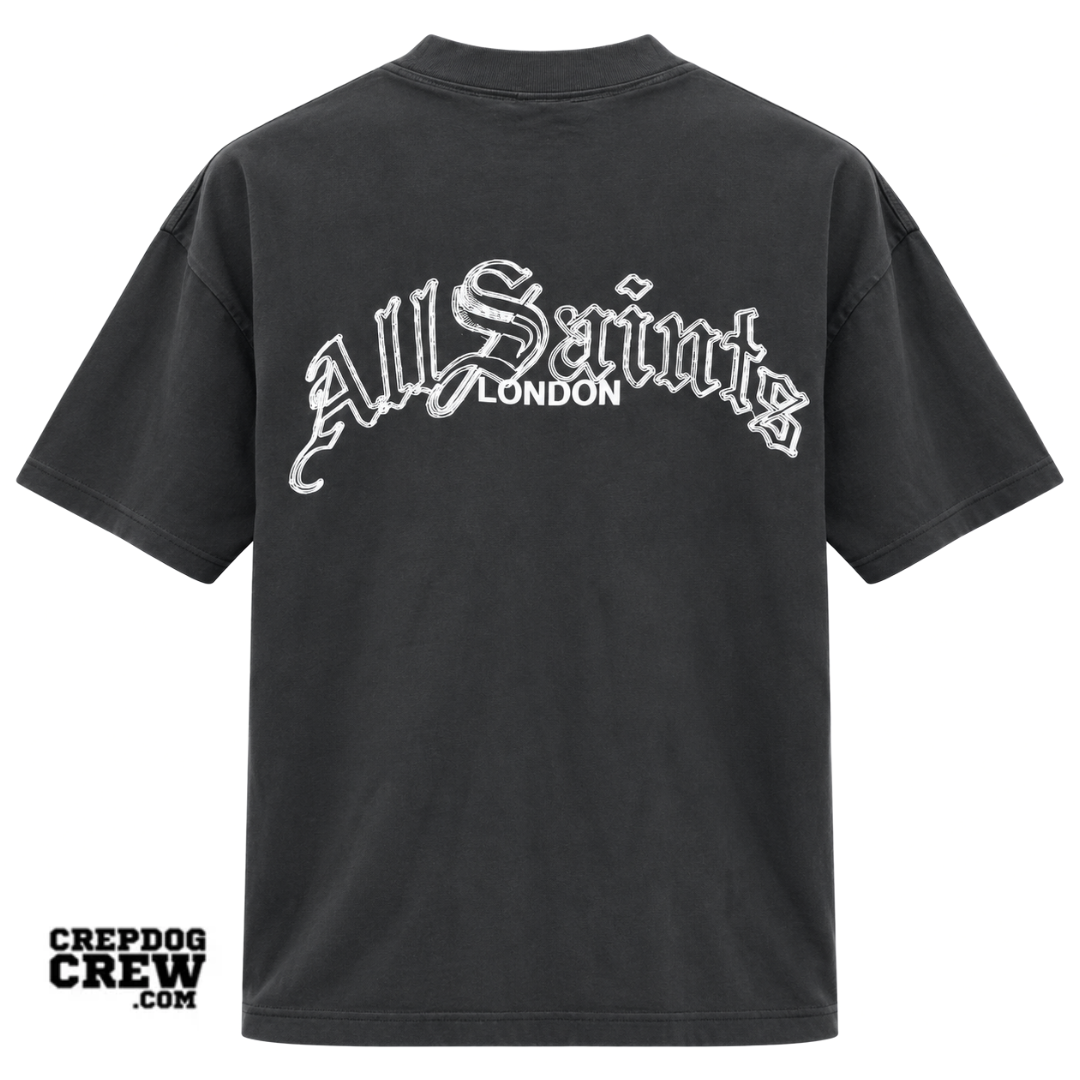 ALL SAINTS DESCENT SS CREW TEE WASHED BLACK
