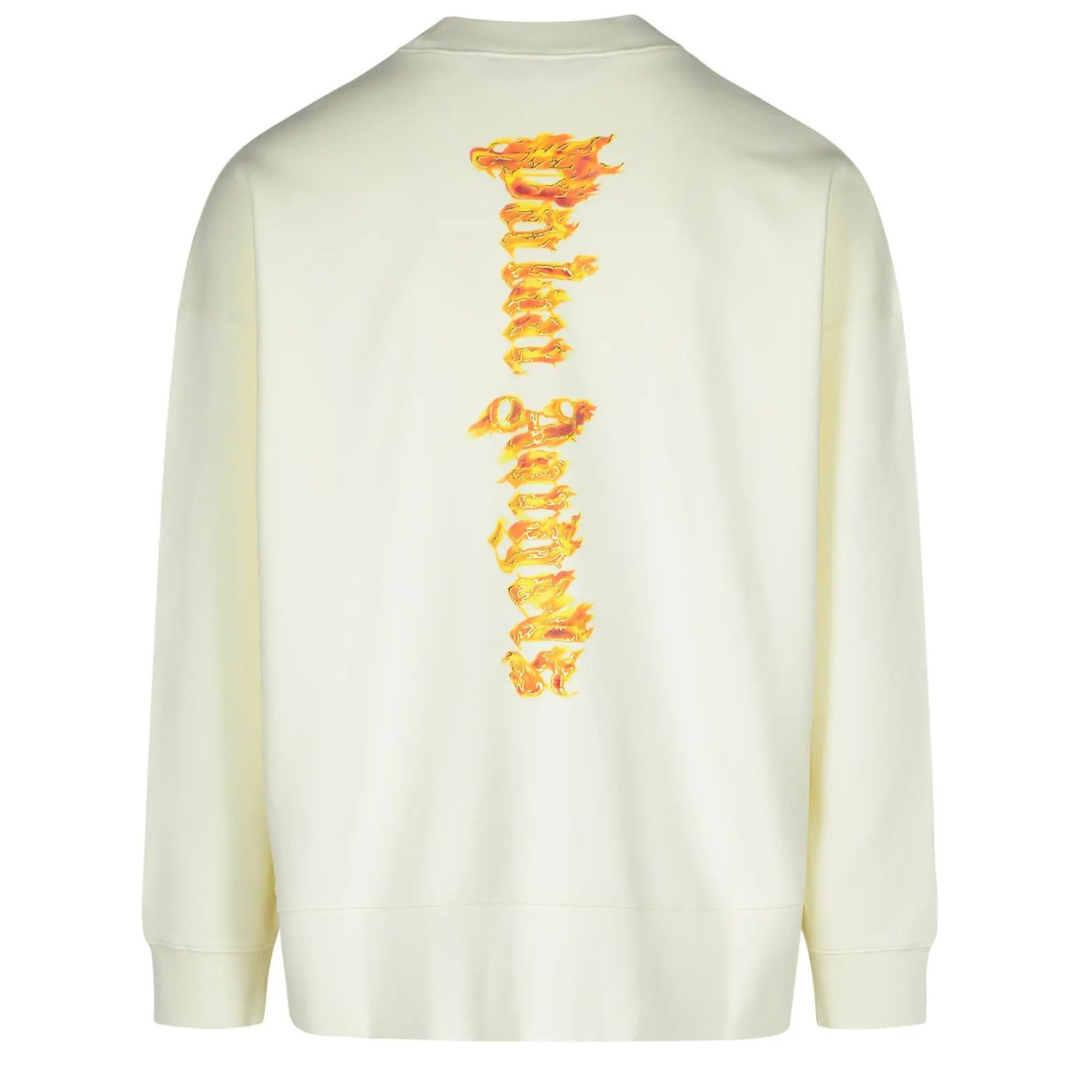 PALM ANGELS  BURNING PALM SWEATSHIRT WHITE