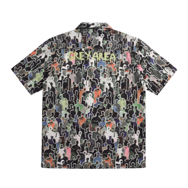 CHARCOAL SILHOUETTES CUBAN COLLAR SHIRT