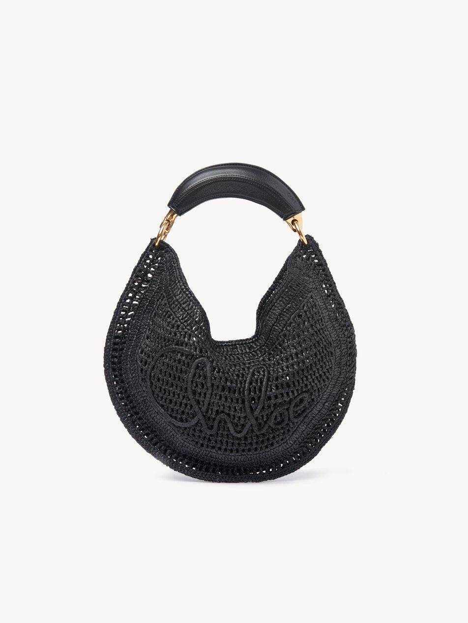 CHLOE Summer Banana hobo bag in raffia Black