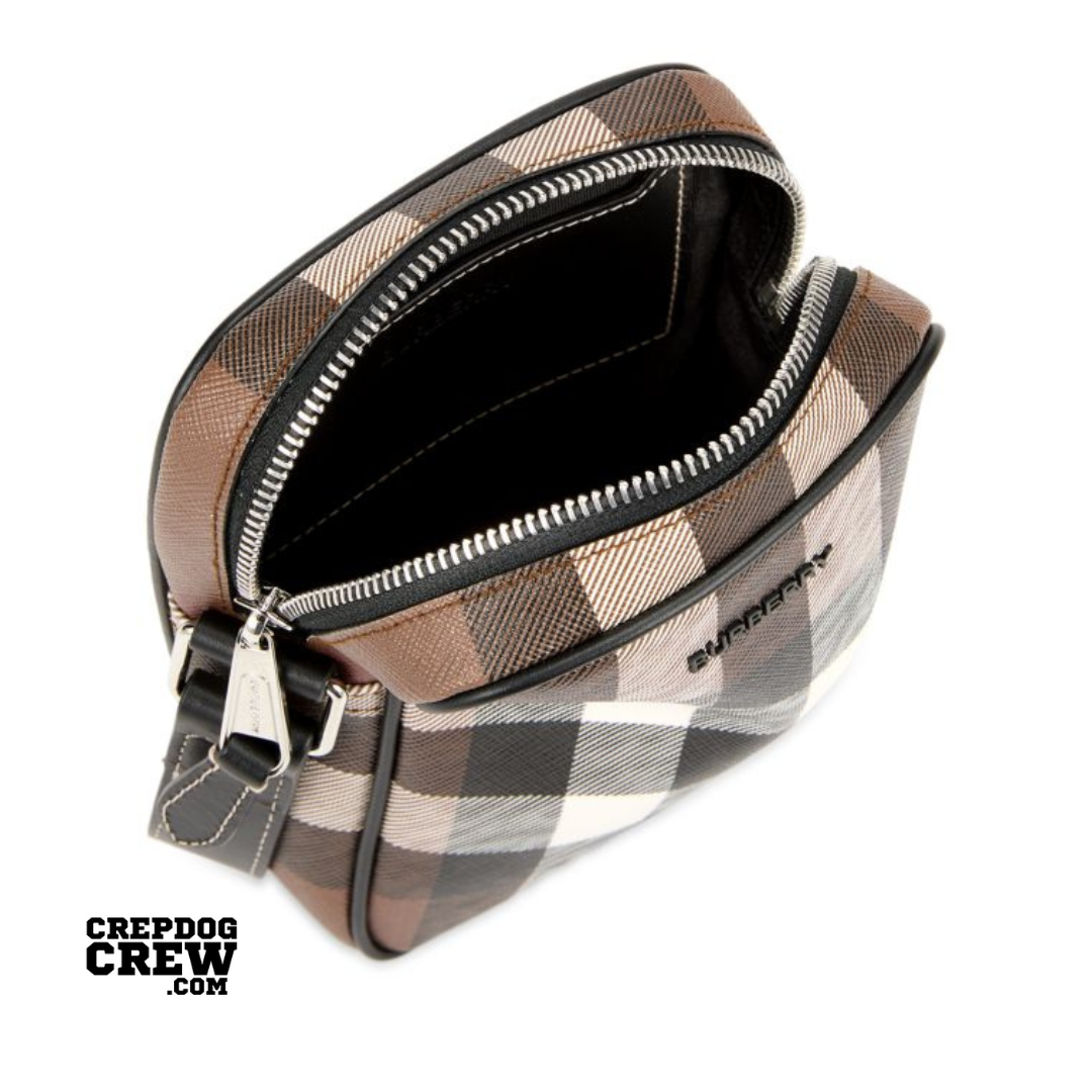 BURBERRY PADDY CHECK CANVAS SHOULDER BAG TAUPE BROWN