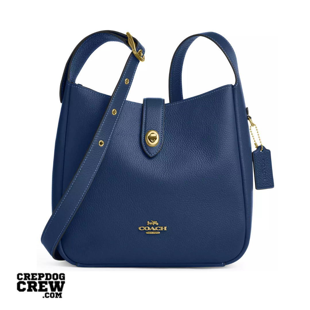 COACH Hadley Convertible Crossbody Bag pebbled leather Gold Deep Blue