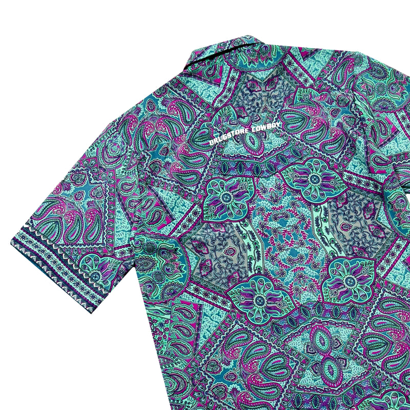 Lake Blue Silk Satin Shirt | Drugstore Cowboy | Streetwear Shirt by Crepdog Crew