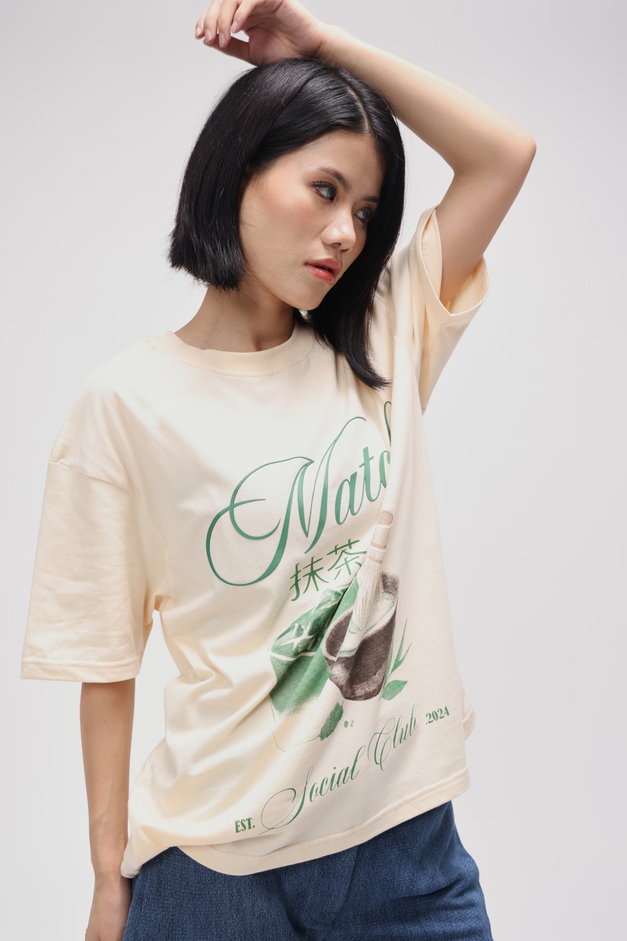 CERISE MATCHA CLUB OVERSIZED T SHIRT