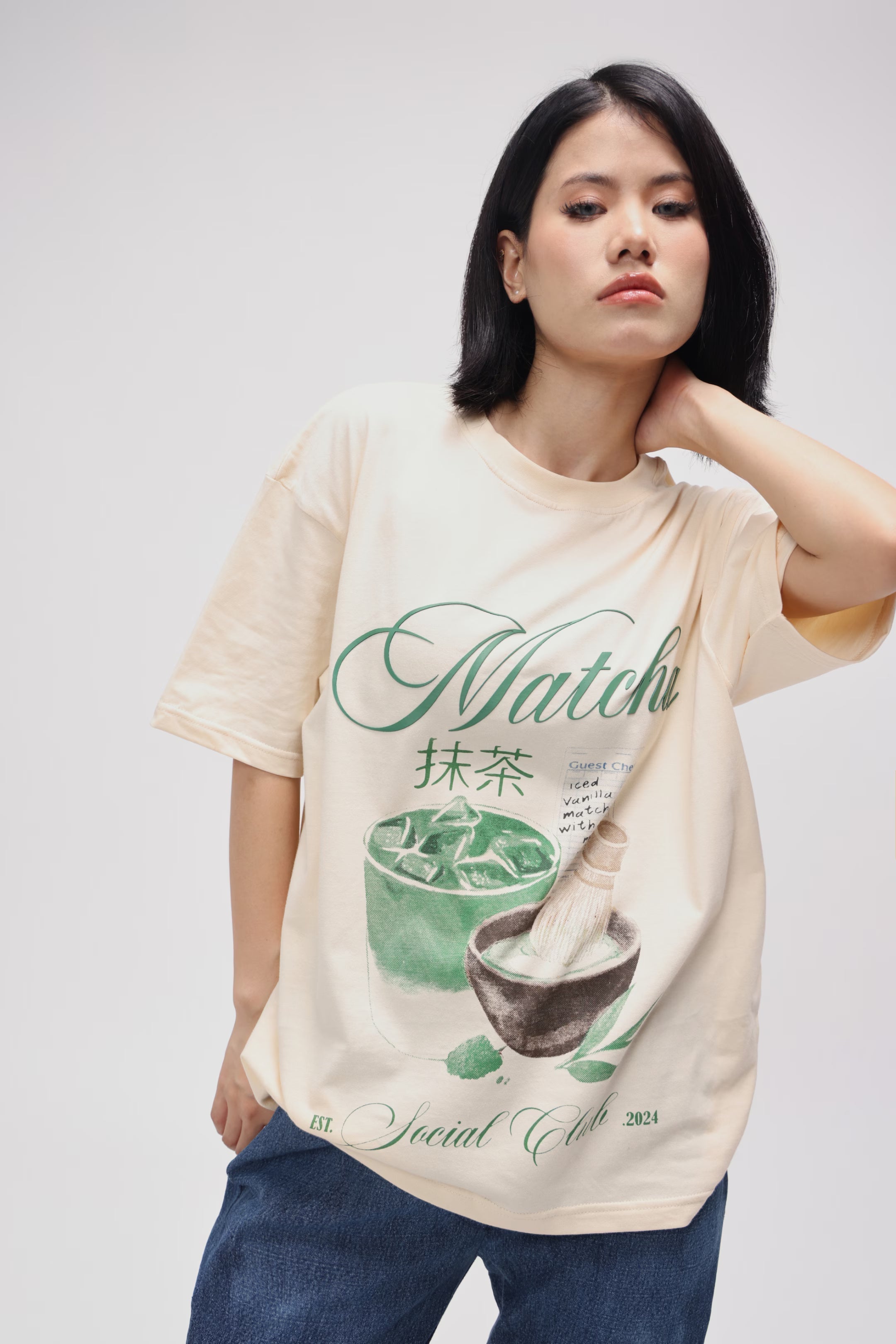 CERISE MATCHA CLUB OVERSIZED T SHIRT