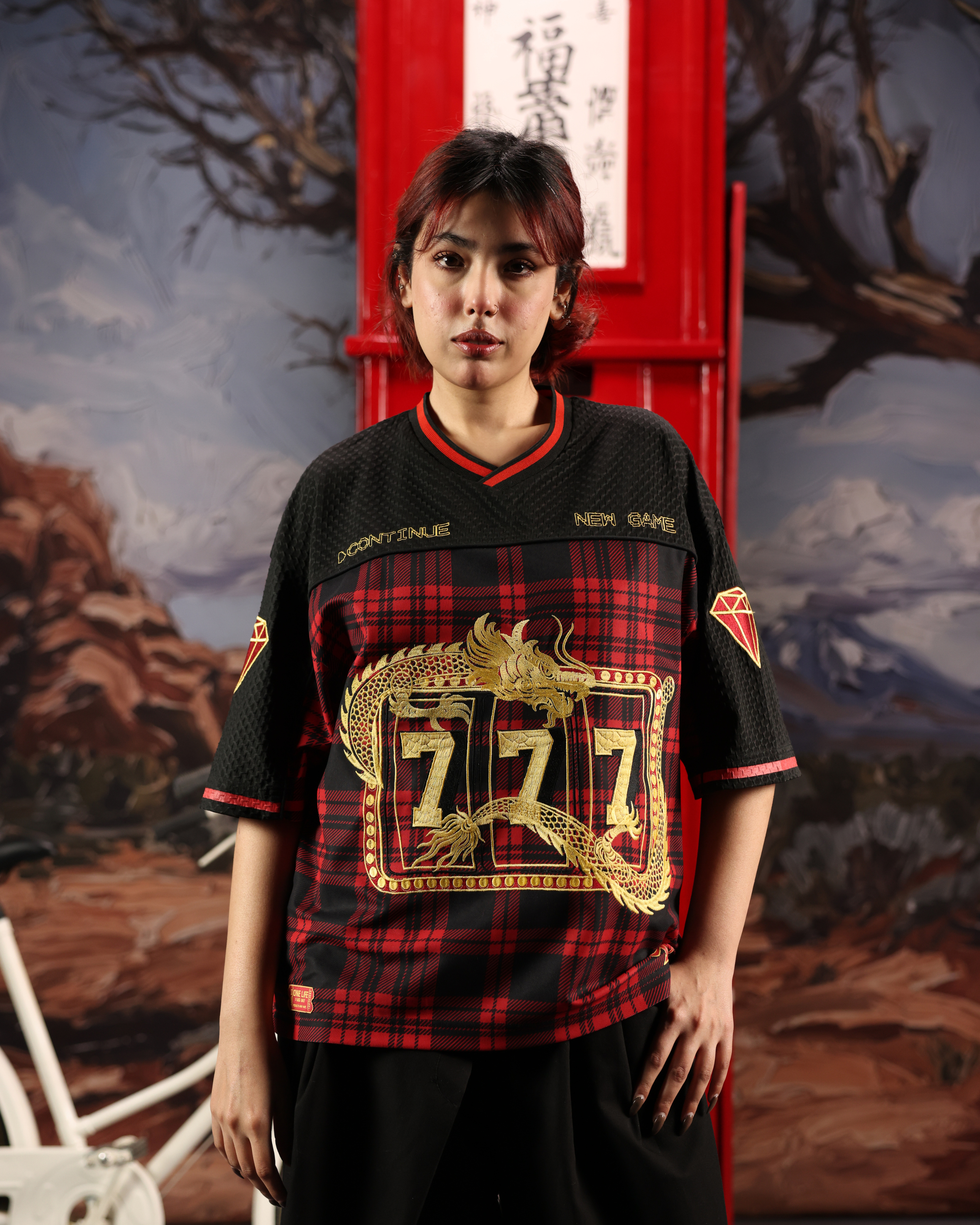 CHAKRA AND CHANCE - OVERSIZED FIT EMBROIDERED JERSEY