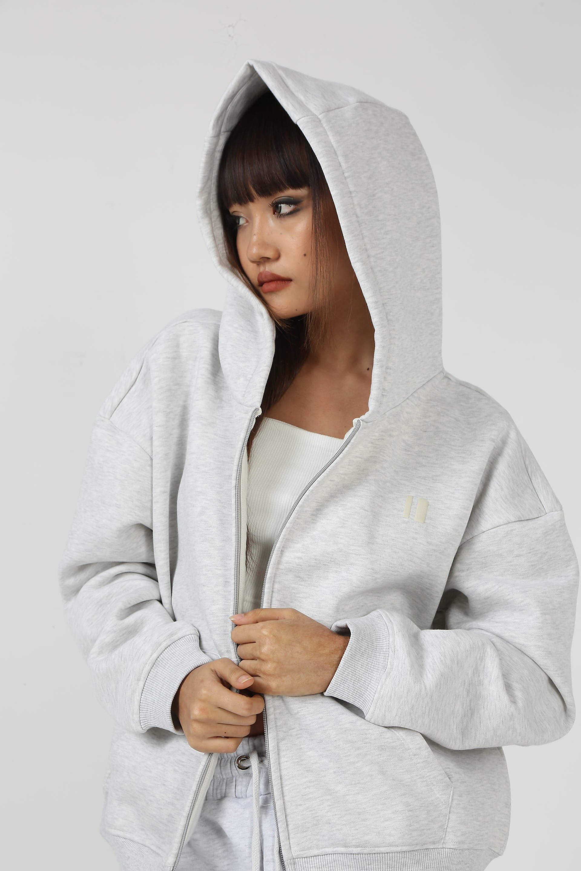 The Everyday Light Grey Hooded Zipper