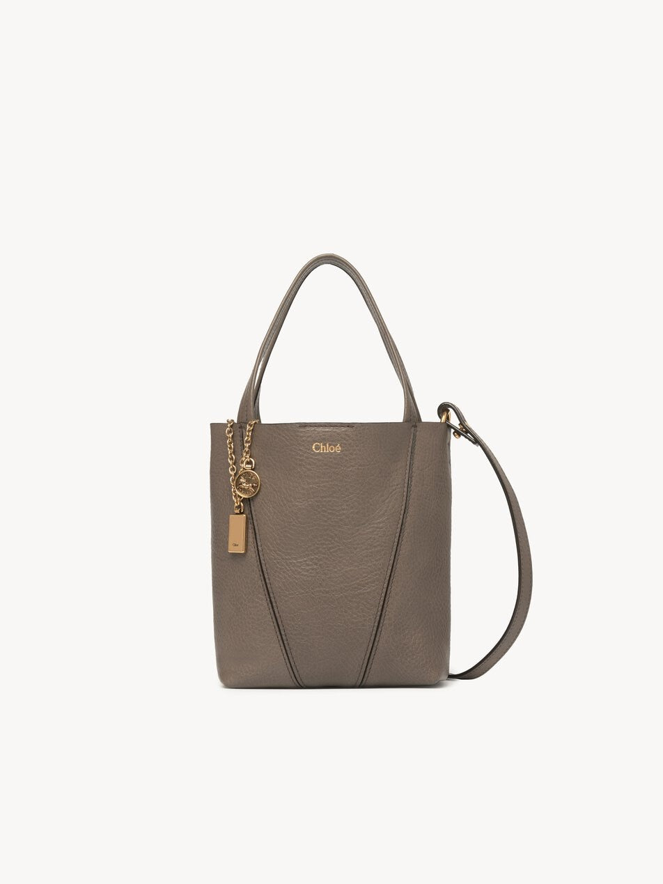 CHLOE Small Chloé Spin tote bag in grained leather Flannel Grey